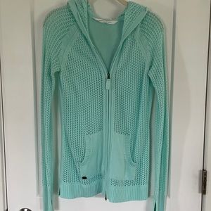Cotton lightweight zip-up hooded sweater cardigan